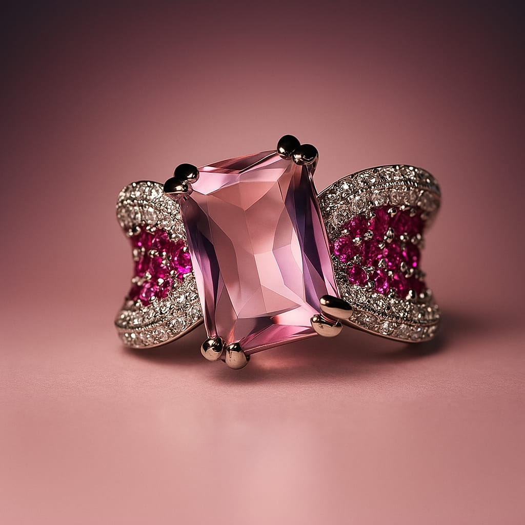 Pink CZ Zircon Diamond Stone Rings