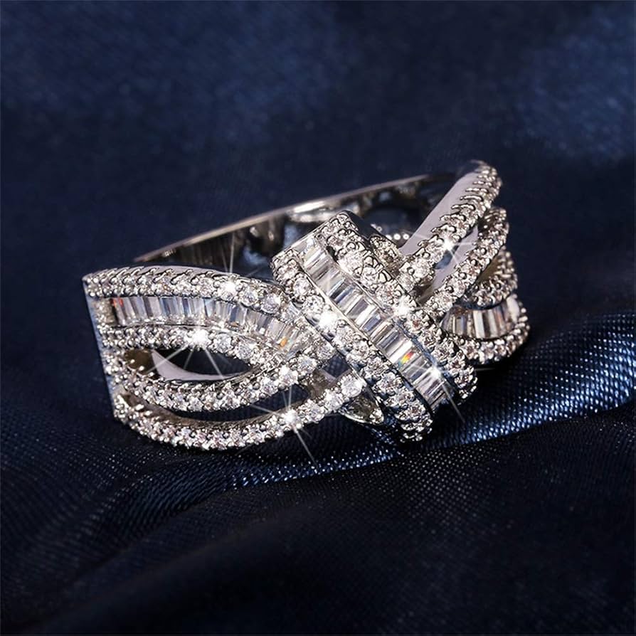 Luxury Bow Design With Baguette & Round Cut Cubic Zirconia Ring