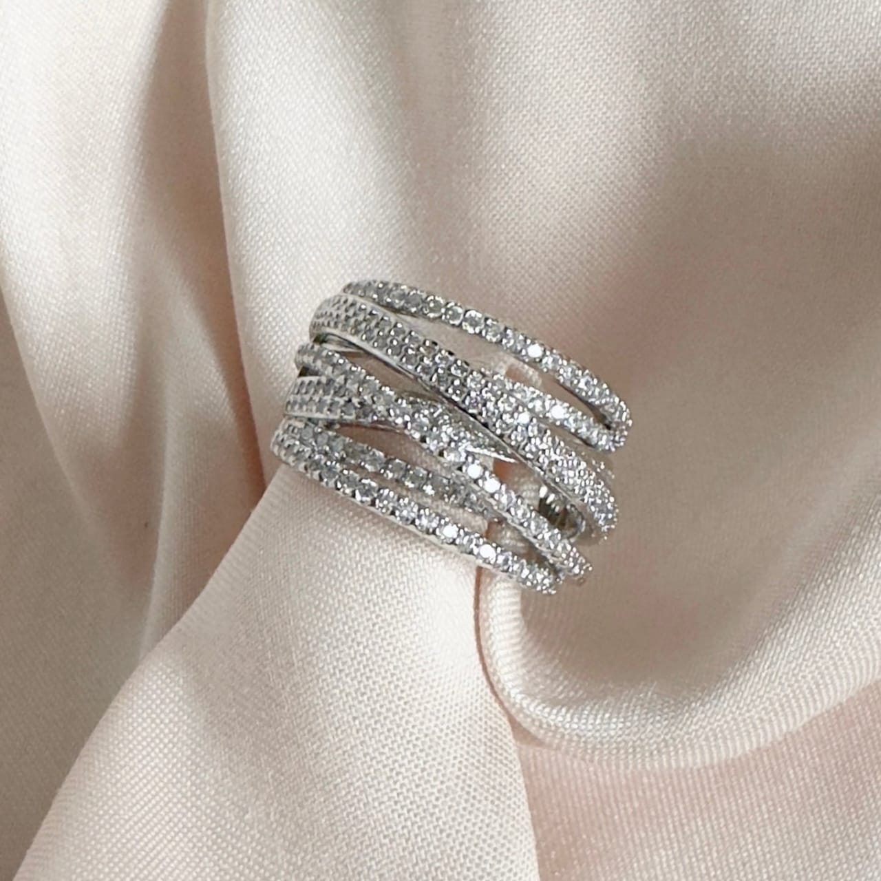 7 Row Highway Wrap Ring with Chandi Diamonds