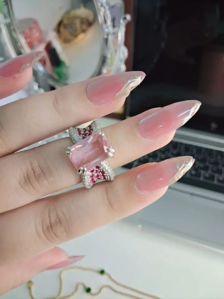 Pink CZ Zircon Diamond Stone Rings