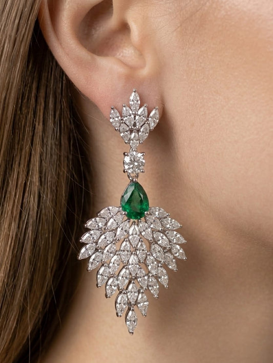 EMERALD SERENE LEAF EARRING