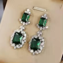 LUXURY EMERALD GREEN CUBIC ZIRCONIA EARRINGS