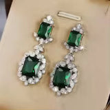 LUXURY EMERALD GREEN CUBIC ZIRCONIA EARRINGS
