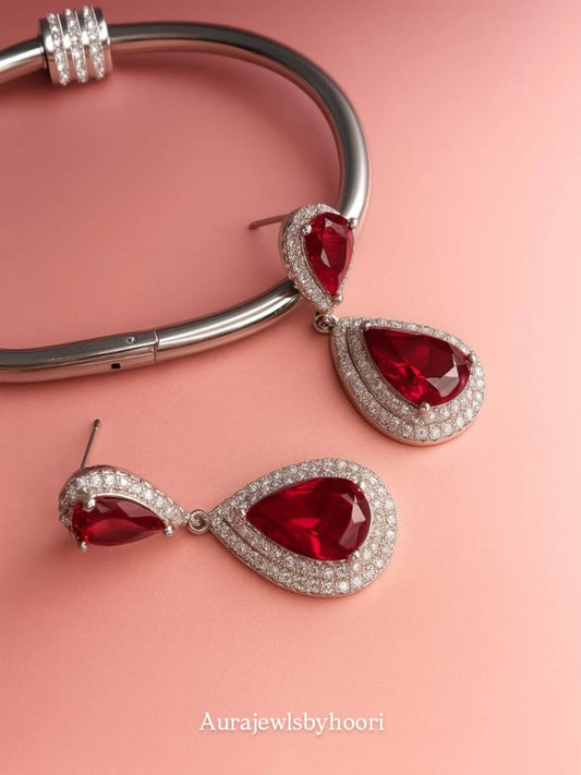 RUBY RED ZIRCONIA EARRING