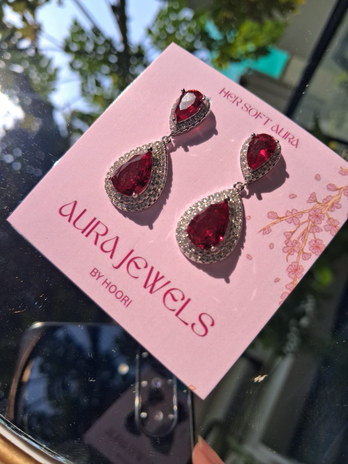 RUBY RED ZIRCONIA EARRING