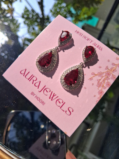 RUBY RED ZIRCONIA EARRING