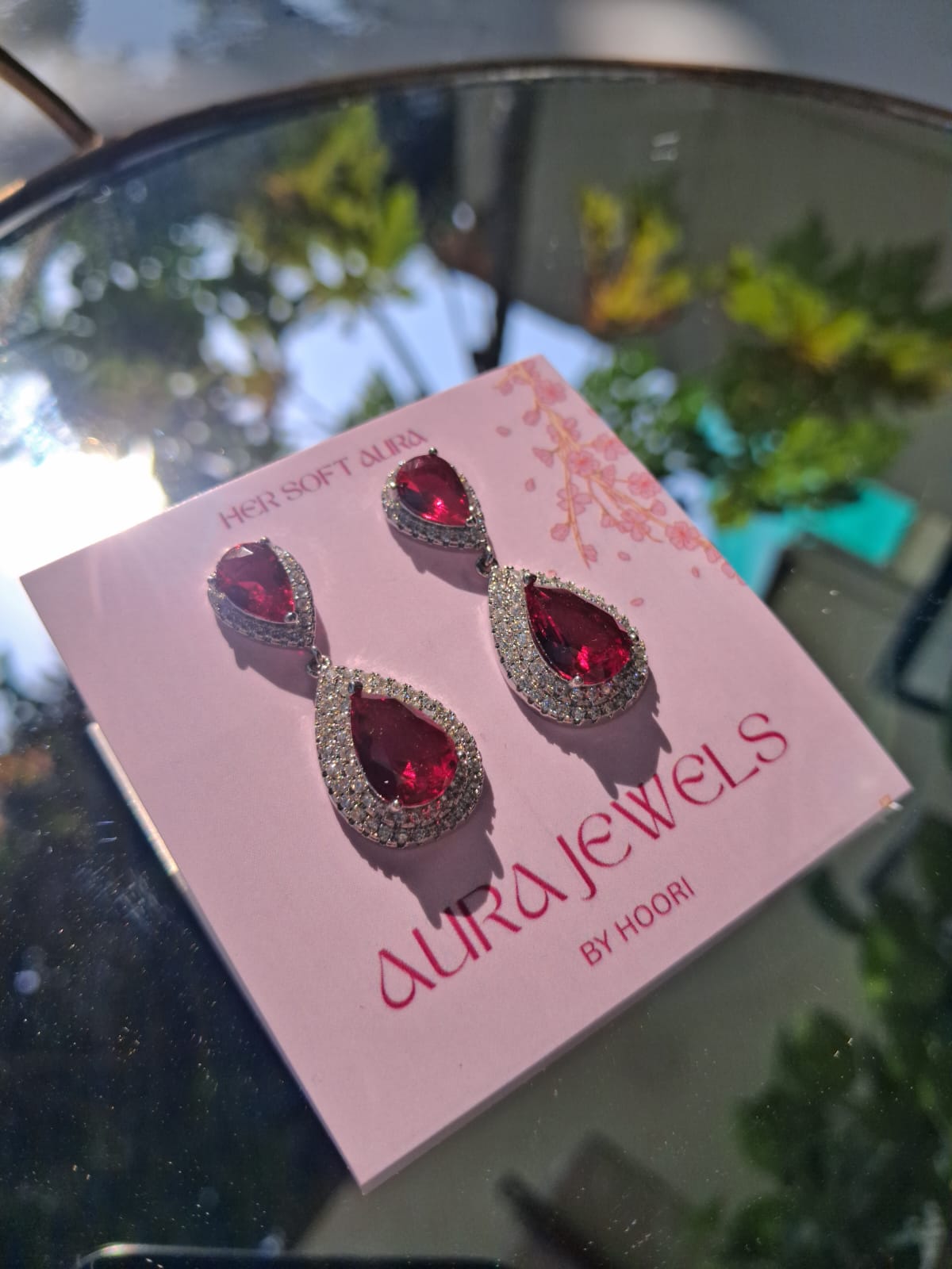 RUBY RED ZIRCONIA EARRING