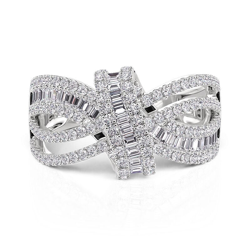 Luxury Bow Design With Baguette & Round Cut Cubic Zirconia Ring