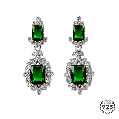 LUXURY EMERALD GREEN CUBIC ZIRCONIA EARRINGS