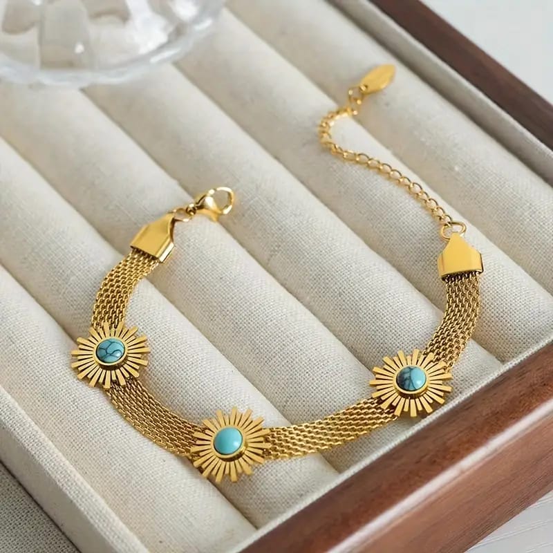 Turquoise stainless steel Everyday wear bracelet