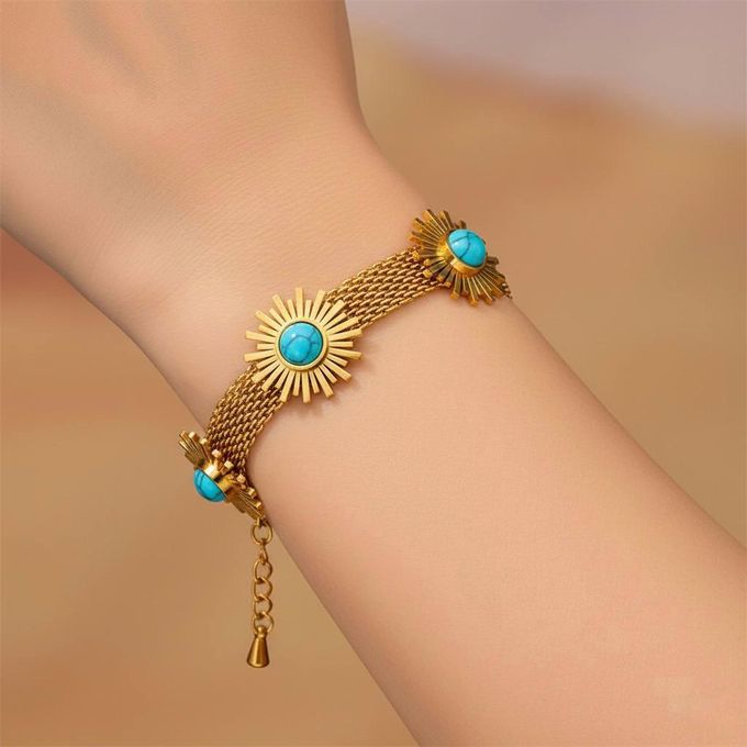 Turquoise stainless steel Everyday wear bracelet