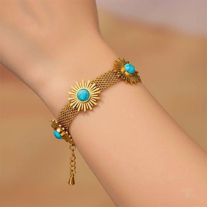 Turquoise stainless steel Everyday wear bracelet