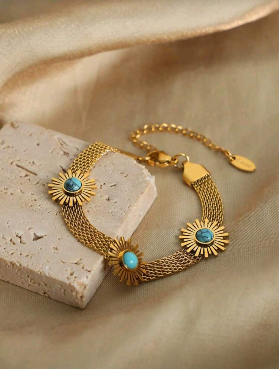 Turquoise stainless steel Everyday wear bracelet