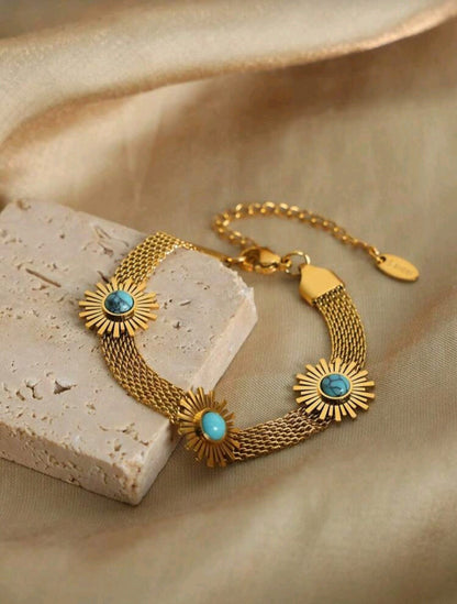 Turquoise stainless steel Everyday wear bracelet