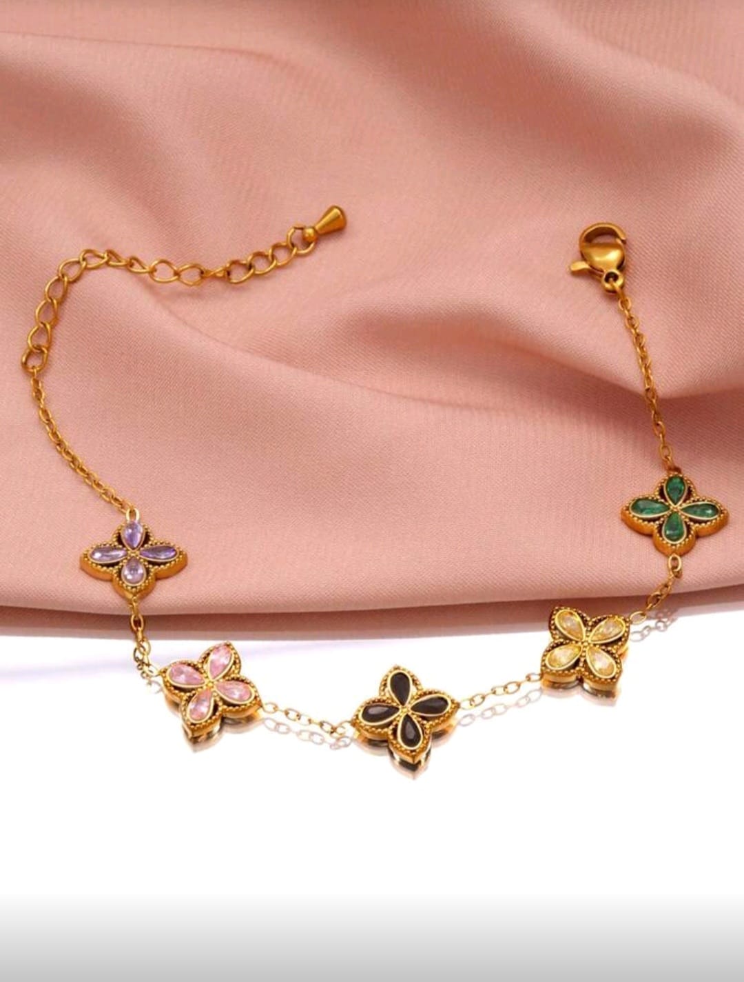 Rainbow Blossom Stainless Steel Bracelet