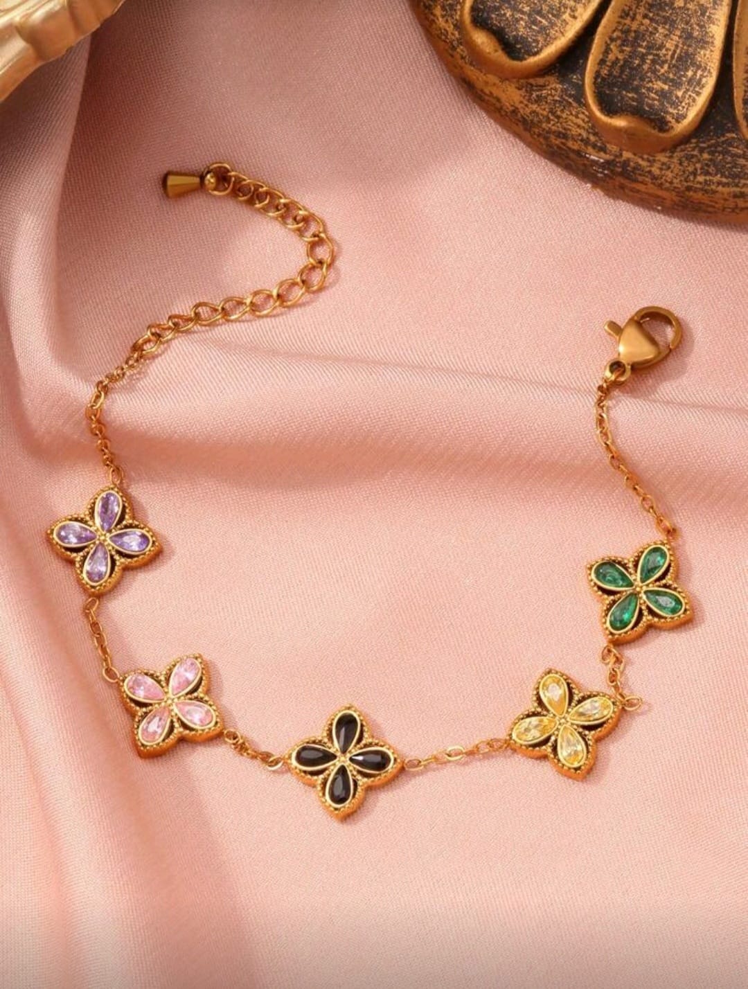 Rainbow Blossom Stainless Steel Bracelet