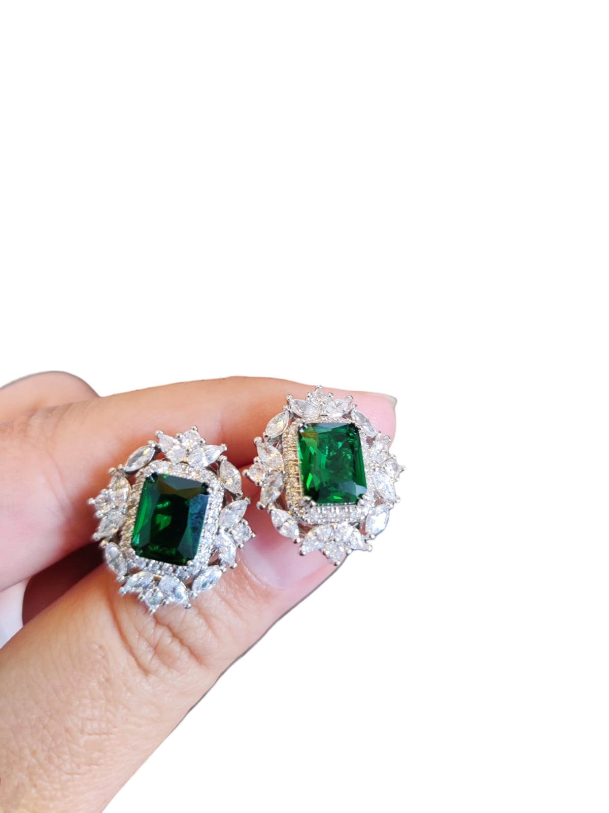 Zirconia Green Stone Earring Studs