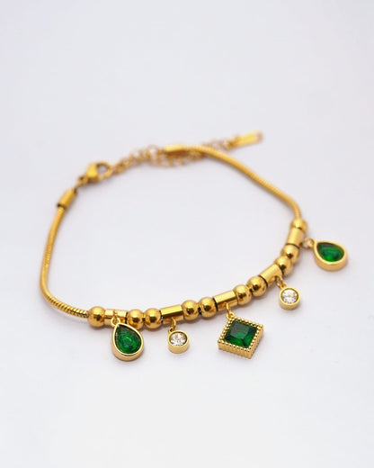 EMERALD CHARM CHAIN 18K BRACELET