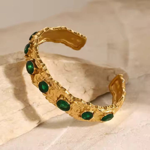 EMERALD GOLD CUFF 18K