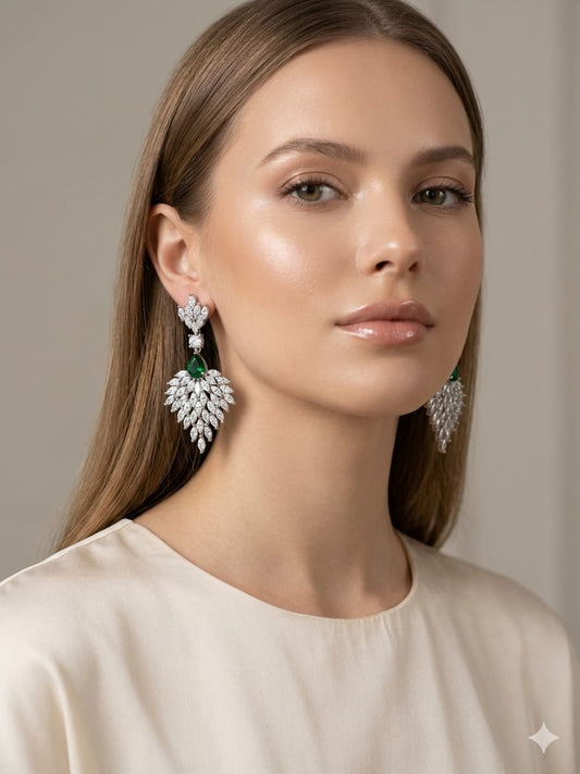EMERALD SERENE LEAF EARRING